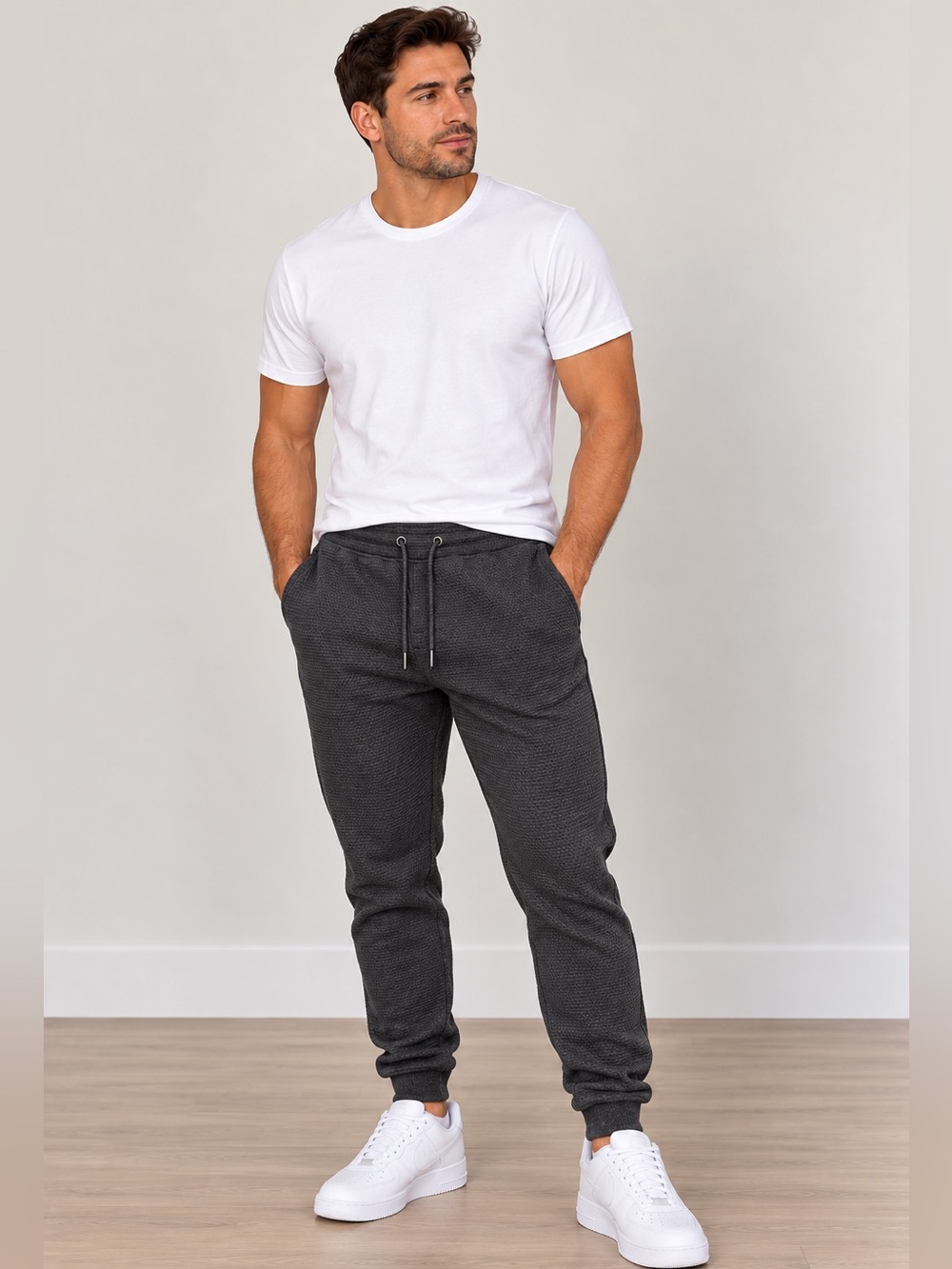Champs Men's Black textured Jogger Sweatpants
